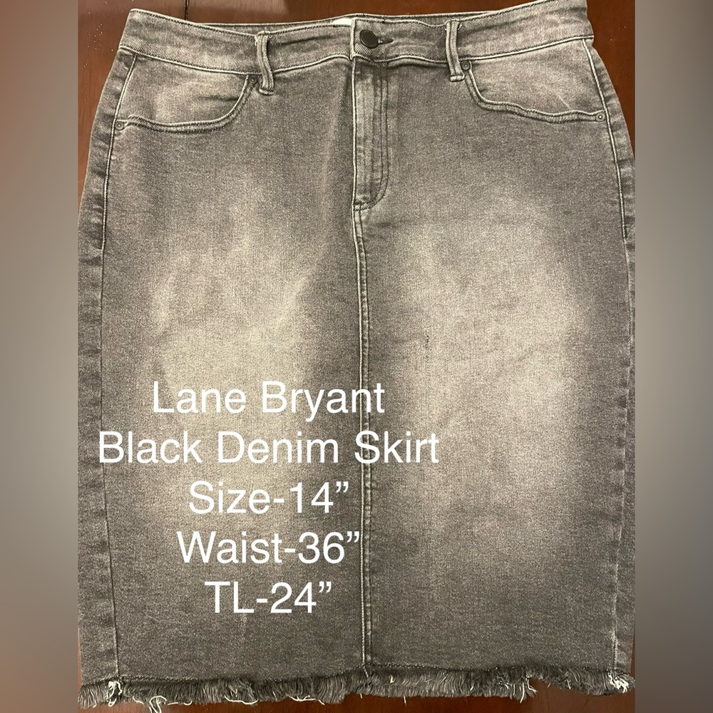 💰Lane Bryant Black Denim Midi Skirt